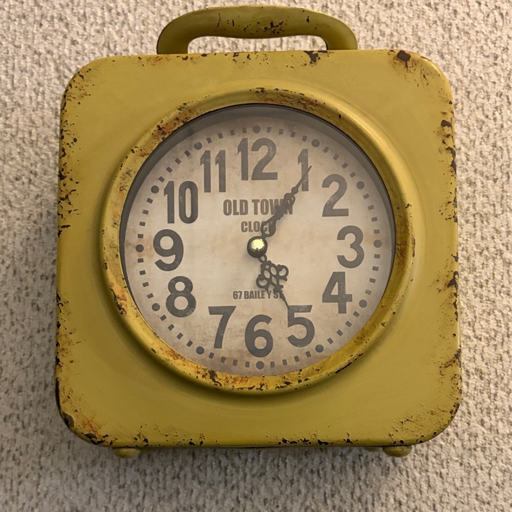 Yellow Vintage Metal Wall Clock